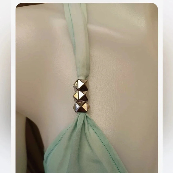 2b  bebe Sheath Hi Lo Sleeveless Green White Racerback Dress Size XL - Picture 6 of 11